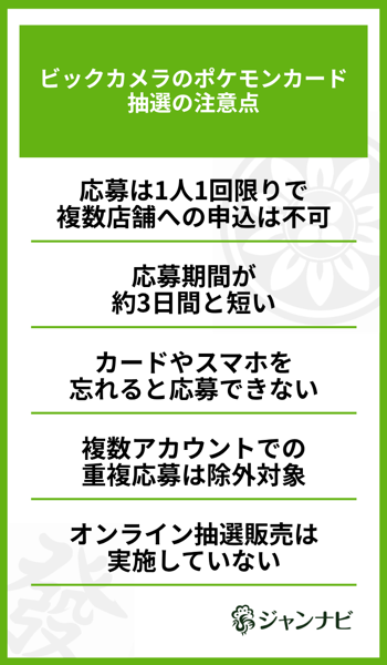ビックカメラのポケモンカード抽選の注意点