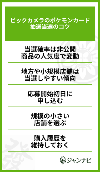 ビックカメラのポケモンカード抽選当選のコツ