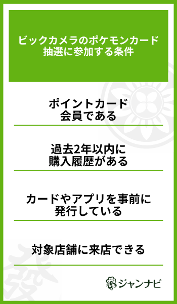 ビックカメラのポケモンカード抽選に参加する条件